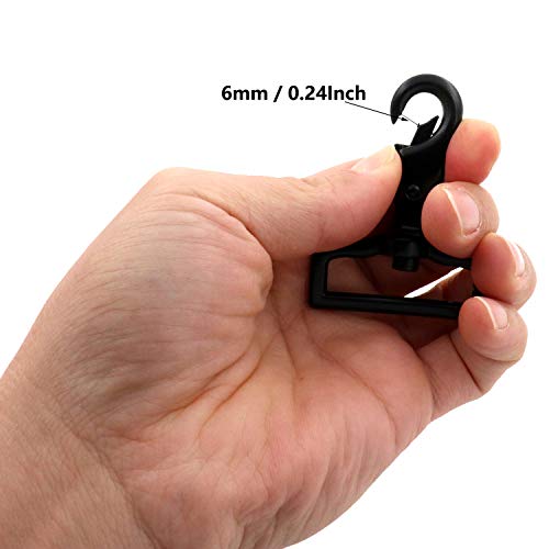 BIKICOCO 1-1/2\'\' Swivel Trigger Tilt & Bump Thumb Knob Bolt Snap Hook Lobster Claw Clasp Spring Loaded Clip, Bow-Shape-Ring Ended, Black - Pack of 4
