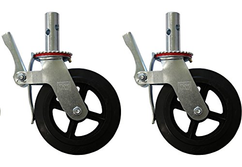 A Set of 4 Wheel 8" Caster with Cast Iron Hub 1 3/8" Caster Wheel With 2 Lock-in Brakes Scaffolding Rolling Tower CBM1290 - Thumbnail 3