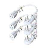 FIRMERST 1875W Flat Plug 1Ft Extension Cord 15A for Kitchen Home Appliance Office White (3 Pack)