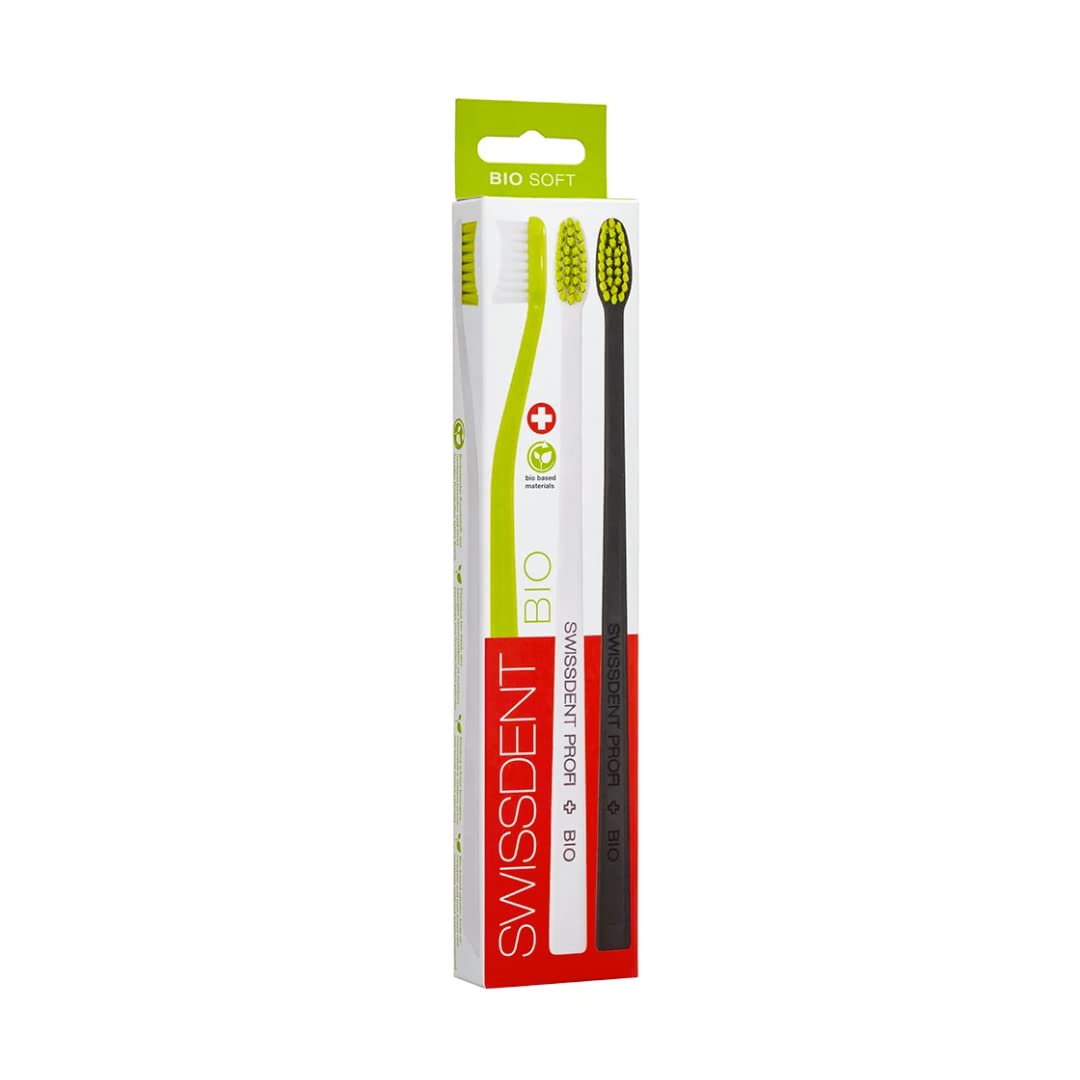 SWISSDENT Professional organic toothbrush green/white/black made from new bio-based plastic