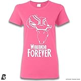 Pushing Black Black Panther Wakanda Forever Premium Ladies T-Shirt (Safety Pink, 2XL)