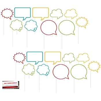 Speech Bubbles (20 pcs) Party Photo Booth Props (Plus Party Planning Checklist by Mikes Super Store)