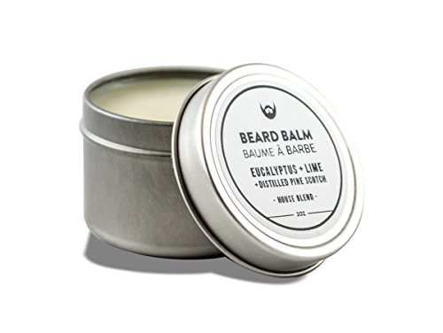 Beard Balm: Eucalyptus + Lime with Distilled Pine Scotch - 2 oz. Canadian made with luxury 100% Natural CertClean Certified Ingredients. Beard Structure Wax for Unruly Beard Hair.