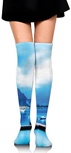 TRUSTINEEgyl Women's Italian Village With Harbor And Sail Boats Magical Countryside Rural College Style Winter Socks