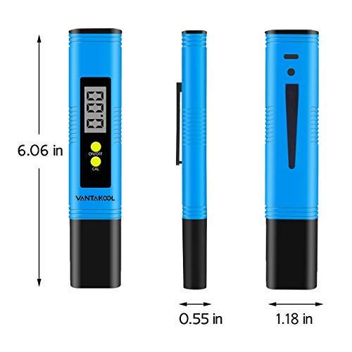 VANTAKOOL Digital PH Meter, PH Meter 0.01 PH High Accuracy Water Quality Tester with 0-14 PH Measurement Range for Household Drinking, Pool and Aquarium Water PH Tester Design with ATC (Blue)