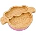 bamboo bamboo Baby and Toddler Plate with Suction Cup for Feeding and Weaning, Bamboo Lamb Plate with Secure Suction for Babies from 6 Months (Lamb, Pink)
