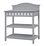 Thomasville Kids Southern Dunes Changing Table, Pebble Gray, Changing Table with Water Resistant Changing Pad, Safety Strap & Two Storage Shelves, for Infants & Toddlers