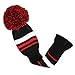 Scott Edward 3 Pieces Packed, Golf Fairway Wood Head Cover, Black Red White Stripes Style, Interchangeable Number Tags