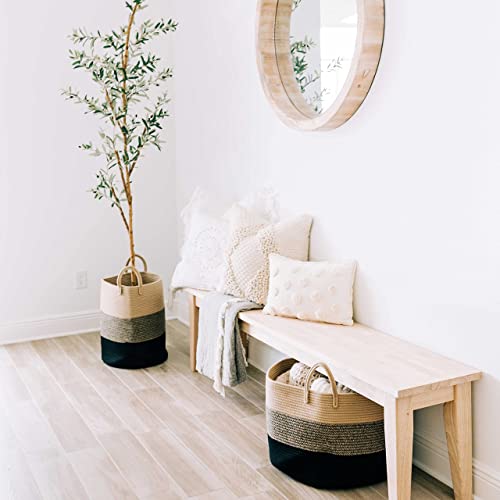 OrganiHaus Brown Extra Large Baskets for Organizing Throw Blanket