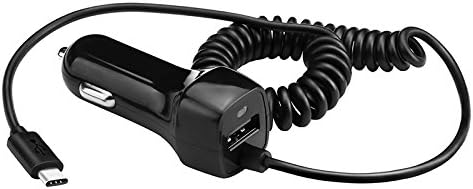 Samsung Galaxy NOTE8/S8/s8 plus USB Type C Car Charger,Eholily Retractable Coiled Dual-Port Charger Adapter, or for ChromeBook Pixel,Nexus 6P, LG G5 Nexus 5X, OnePlus 3 and More Black