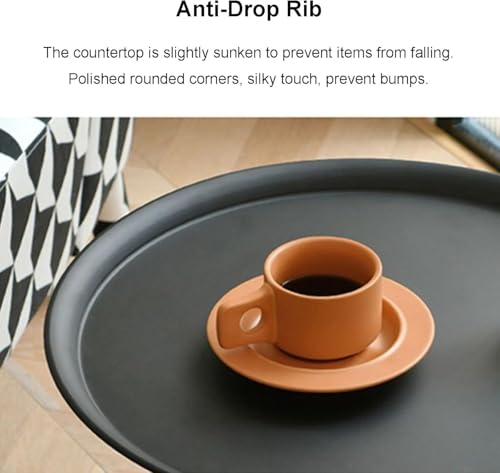 Coffee Table, Black Metal End Table for Living Room, Round Side Table, Bedside Table, Mid Century Circle Accent Table for Small Spaces Easy Assembly Modern Coffee Table for Bedroom Living Room (Tall)