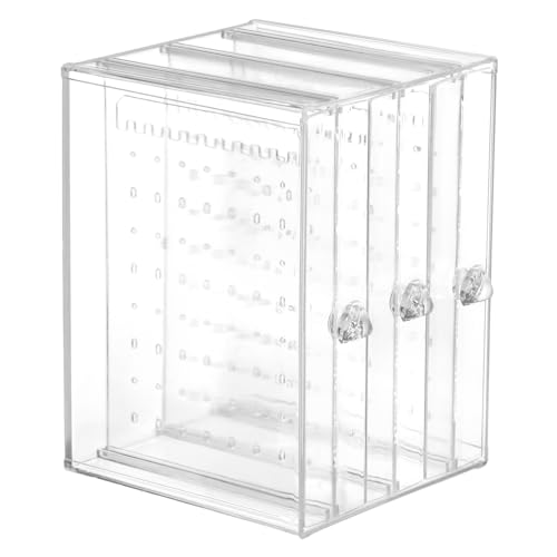 QWORK Clear Acrylic Jewelry Storage Box - Earring Display Stand Holder with