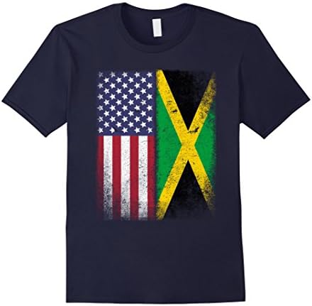 Mens American Jamaican Flag T-shirt Jamaica Pride Heritage Tee XL Navy