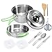 Lixada Camping Cookware Mess Kit Backpacking Gear & Hiking Outdoors Cooking Equipment Cookset with Lightweight, Compact, Durable Pot Pan Bowls,Folding Tableware Cutlery Set