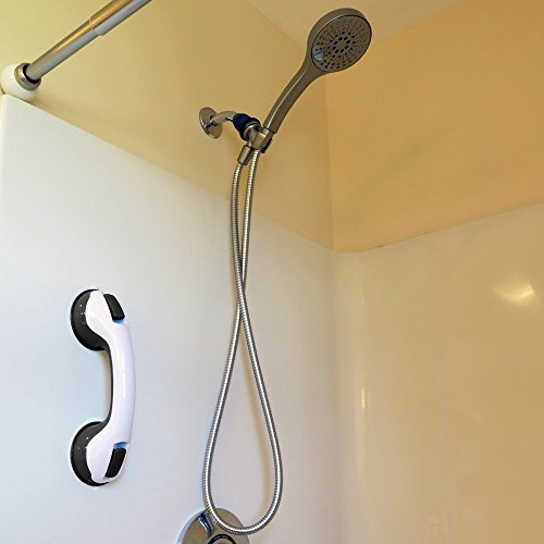 SUPOW Bathroom Grab Bar, Strong Suction Shower Handle & Bathroom Balance Bar Anti-slipping Suction Cup Support Assist Handle Grip Hand Rail Helping Tool Wall Mount for Elderly & Children (2 Pcs Black)