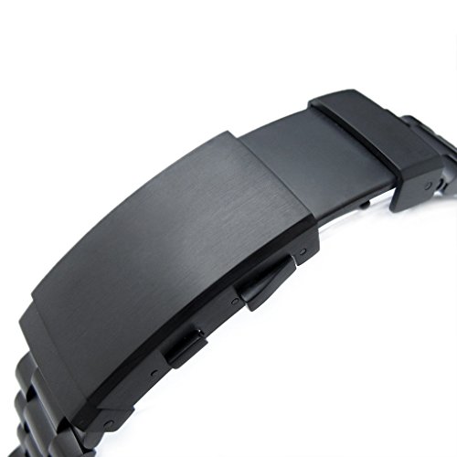 215mm-Endmill-316L-Stainless-Steel-Watch-Bracelet-for-Seiko-Tuna-Wetsuit-Ratchet-PVD-Black