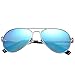 Pro Acme Small Polarized Aviator Sunglasses for Adult Small Face and Junior,52mm (Silver Frame/Blue Mirrored Lens)