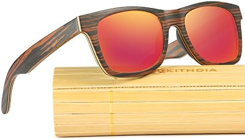 KITHDIA Brand Men &amp; Women Polarized Wood Sunglasses Retro Bamboo Sunglasses Case