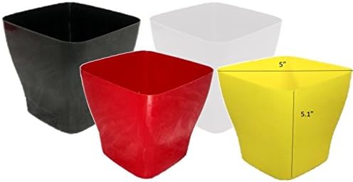 Khoji (Multicolor Set of 4) Onyx Square Flower Pot, Plastic Plant Flower Seedlings Nursery Pot/Pots Colorful Flower Plant Container Seed Pots, Plants Pots.