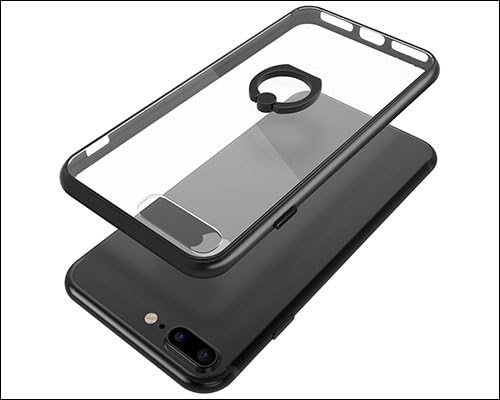 My Gadget Shops iPhone X Nit Ring Case Slim Dual Layer (Hard PC Shell + Soft TPU) + Tampered Glass FREE Gift Exact Fit Apple iPhone X \ 10 (Black)
