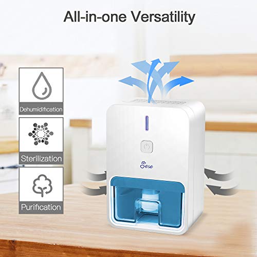 JESE Small Dehumidifier for Closet, Mini Portable Bathroom Dehumidifier for 1800 Cubic Feet Small Room, Ultra-Quiet Electric Room Dehumidifier for Bedroom, Baby Room, RV, Basement, Kitchen