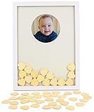 Plushible Baby Shower Guest Book 50 Hearts - Gender Reveal Party Supplies - Personalized Baby Shower Keepsake with Photo