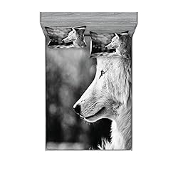 Ambesonne Wolf Fitted Sheet & Pillow Sham