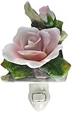 Cosmos 2121 Fine Porcelain Lighted Pink Rose Night Light, 3-1/2-Inch