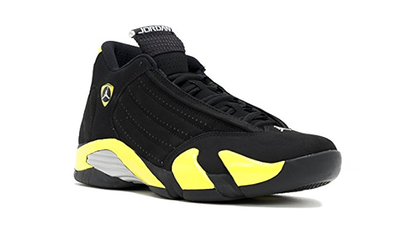 Jordan Air 14 Zapatos De Hombre Negro/Amarillo Vibrante-Blanco 487471-070  (8 D(M) US) : Ropa, Zapatos y Joyería - Amazon.com
