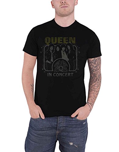 Queen T Shirt in Concert Vintage Distressed Band Logo Official Mens Black