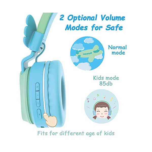 Headphones-Riwbox-BT05-Wings-Kids-Headphones-Wireless-Bluetooth-Over-Ear-85dB103db-Volume-Control-Children-Foldable-Headphones-with-MicTF-Card-Compatible-with-TabletSmartphoneSchool-BlueGreen Riwbox Headphones, BT05 Wings Kids Headphones Wireless Bluetooth Over Ear 85dB/103db Volume Control Children Foldable…
