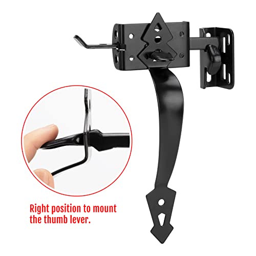 Thumb Gate Latch Hardware for Wooden Fence Heavy Duty, Self Closing Door Latches with 8