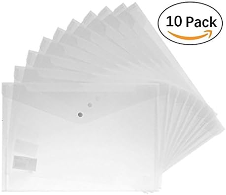 Clear Document File Holder-Kitchare Premium Translucent PVC Envelope with Snap Button Waterproof Document Folder for A4 Size(10pcs)