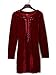 Clothink Women Velvet Plunge Front Lattice Detail Plain Bodycon Dress