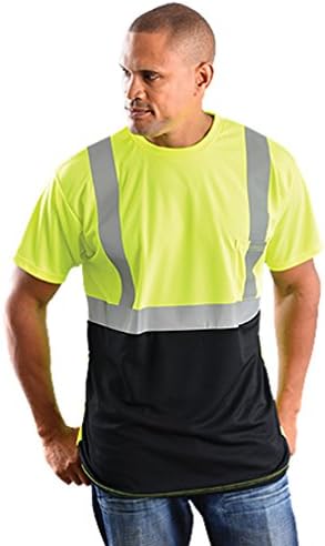 Classic Black Bottom T-Shirt Wicking Birdseye Hi-Viz Safety Shirt - XL-YELLOW-