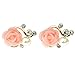 Sealike Korean Cute Rose Rhinestone Pearl Earrings Eardrop Ear Studs for Women Girls with Stylus (Pink)