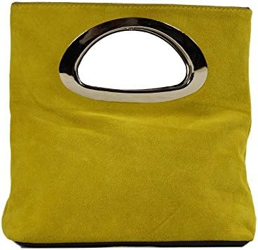 MILANO yellow Suede Clutch, Exclusive Italian Leather, Carelli Italia TWEE
