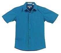 Gioberti Boy's Short Sleeve Solid Dress Shirt, Teal Green, 4