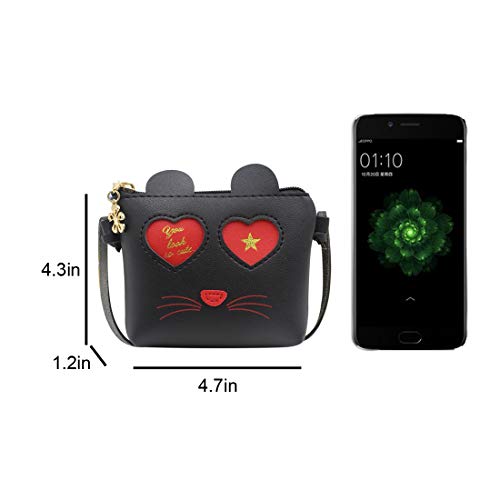 Eilova Cute Animal Cat Little Girl Crossbody Purse Coin Wallet Mini PU Shoulder Bag Handbag for Kid - Thumbnail 2