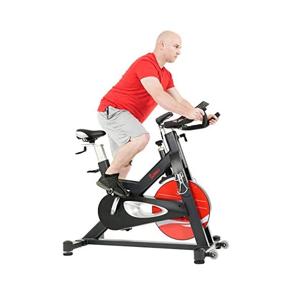 Sunny Health & Fitness Indoor Stationary Exercise Bike, 4-Way Adjustable Seat for Cycling Cardio workout at Home, Optional 49 LB Flywheel, Heavy-Duty & Free SunnyFit App Bluetooth Connect - Image 8
