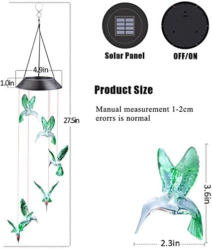 Fohil Solar Wind Chime, Hummingbirds Wind Chimes Color Changing Mobile LED Lights - Image 5