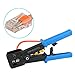 RJ45 Crimp Tool Ethernet Pass Thru Crimper with 5Pack 8Pin Replacement Blades and Cat6 Connectors 20Pcs for Cat5 Cat5e Cat6 RJ45 RJ12 Regular and Pass Through Ends Comes