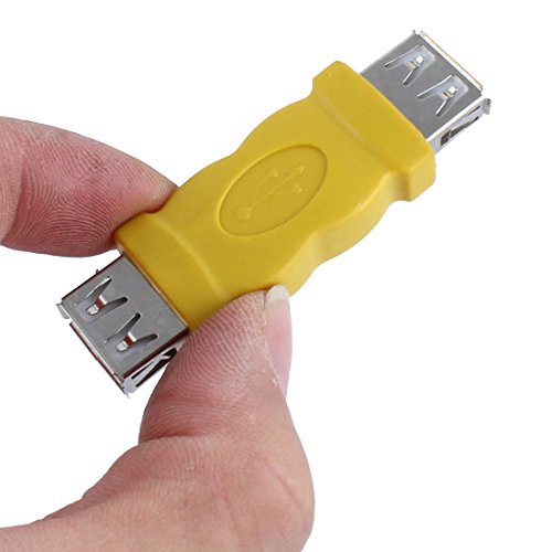 uxcell Wireless USB 2.0 Double Female Adapter Connector Yellow