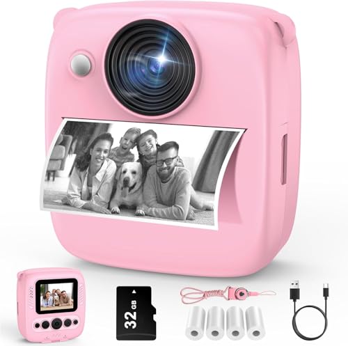 Cámara instantánea Infantil – Dispositivo con Tarjeta y Papel de impresión de 4 volúmenes, cámara instantánea de 48 MP con cámara Digital de 1080p para Juguete Regalo para niños de 3 a 14 años