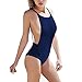 Women Swimsuit One-Piece Sexy Backless Monokini Bathing Suit Straps (M, Navy Blue)