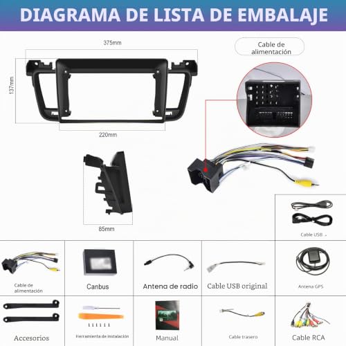 【2+64GB】 Hodozzy Carplay Android Radio for Peugeot 508 2012-2016.9 Inch Touchcreen Bluetooth Car Stereo Hands-Free with Android Auto/GPS/WiFi/FM/RDS/HiFi/USB+Canbus…