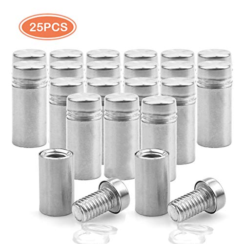 MotBach 26 Pack 0.5 x 1 inches Sign Standoff Screws, Wall Standoff Holders, Acrylic Standoff Mounting Hardware, Stainless Steel Nail for Advertising, Glass Panel, Plexiglass Picture