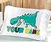 Personalized Cute Dinosaur Boys Pillow Case - (Toddler - Travel Size 13 x 18 or Standard 20 x 30 Size Birthday Gift idea for Boys Kids Room Decor