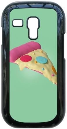 Samsung Galaxy S3 Mini i8190 Case,Pizza and Light Green Background Pattern Best Durable Hard Plastic Phone Case for Samsung Galaxy S3 Mini i8190 [Candy Color Series]-Black