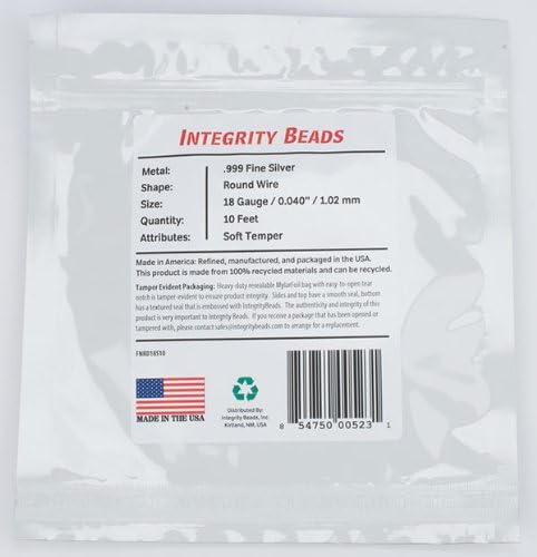 .999 Fine Silver 18 Gauge Soft Temper Round Wire - 10 Feet